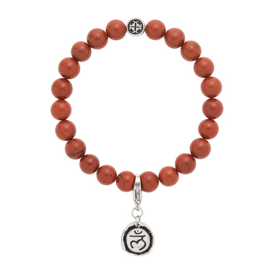 ROOT CHAKRA: Red Jasper Unisex Stretch Bracelet with Detachable Chakra Charm