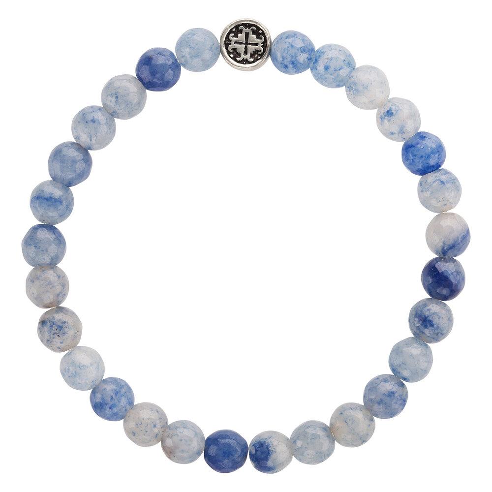 Blue Aventurine Women's Faceted Gemstone Stretch Bracelet - malaandmantra