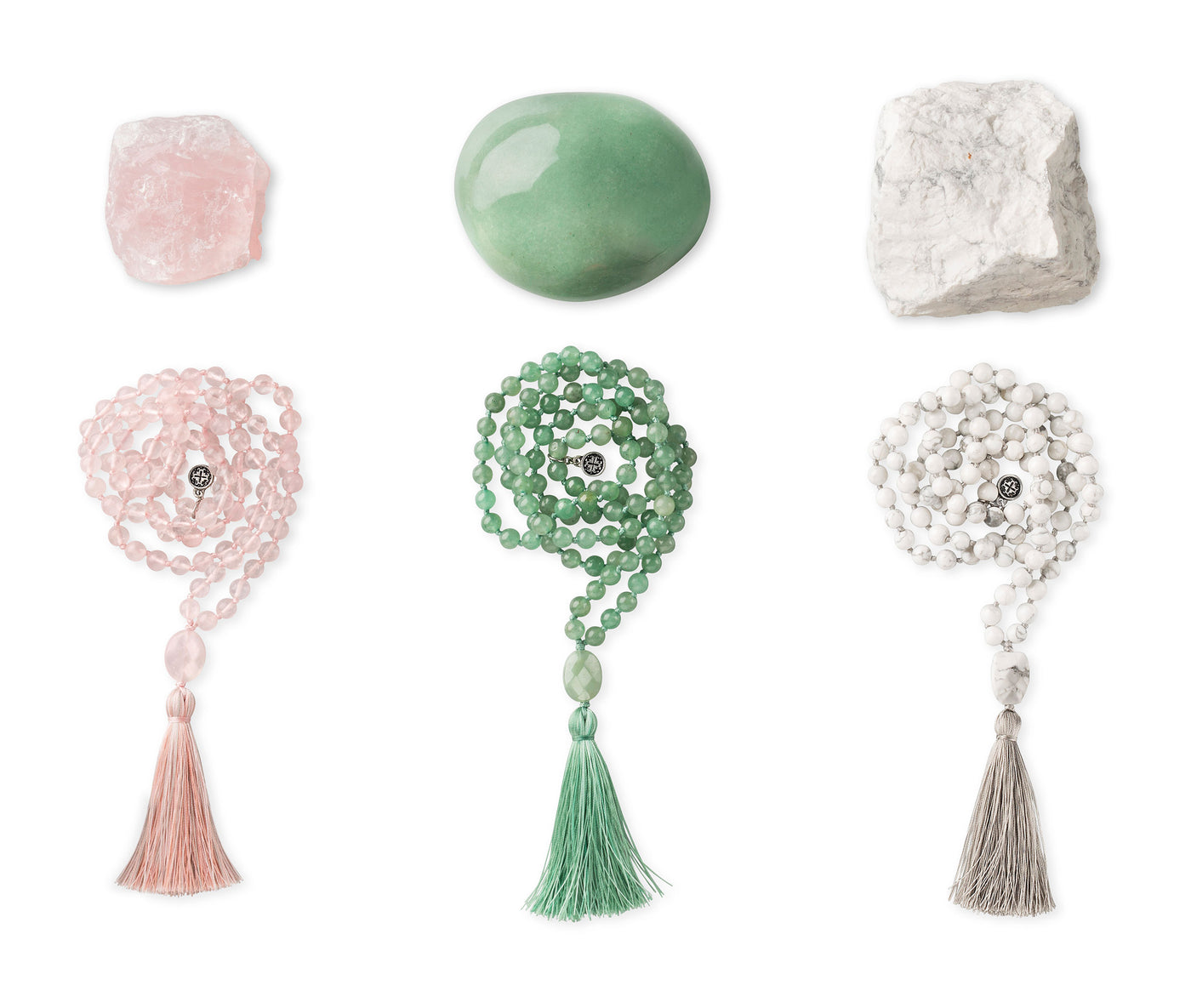 PATIENCE: White Howlite Calming Stone 108 Bead Hand-knotted Mala Necklace (6mm)