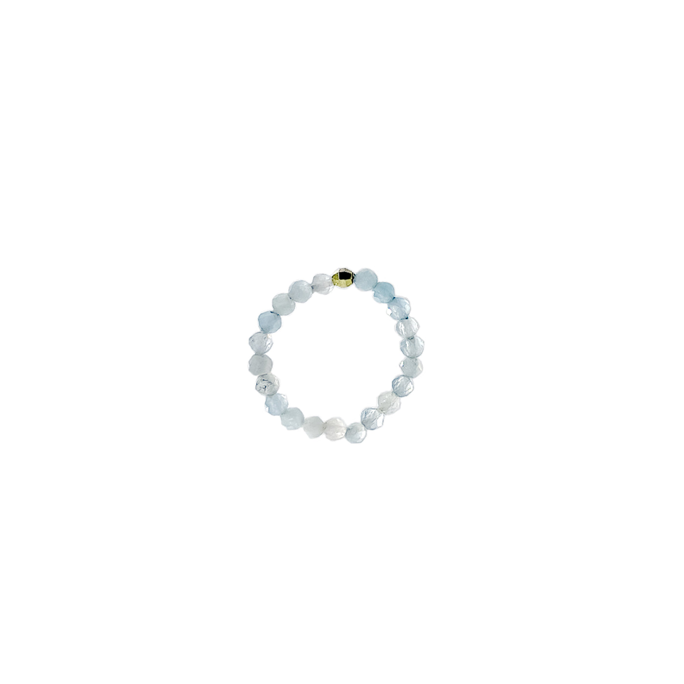 MARCH Birthstone: Aquamarine Women's Delicate Faceted Stretch Ring