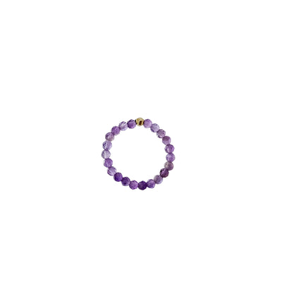 FEBRUARY Birthstone: Amethyst Women's Delicate Faceted Stretch Ring