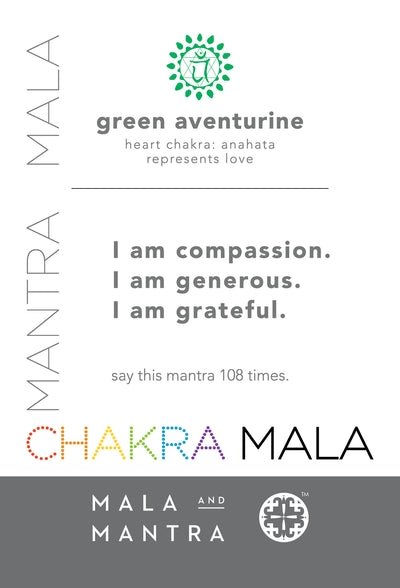 HEART CHAKRA: Green Aventurine Women's Mala Bracelet with Anahata Charm