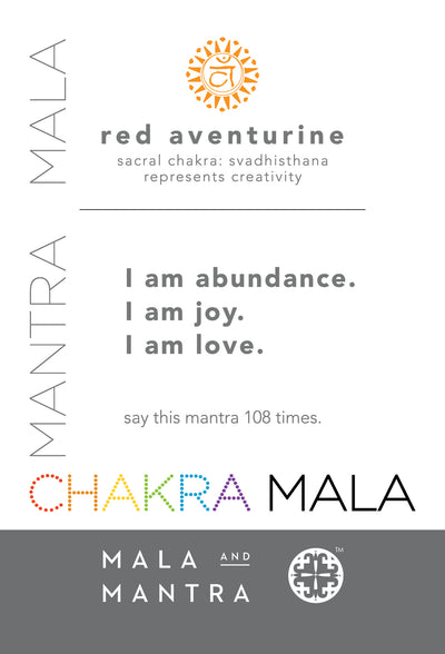 SACRAL CHAKRA: Red Aventurine Women's Mala Bracelet with Svadhisthana Charm