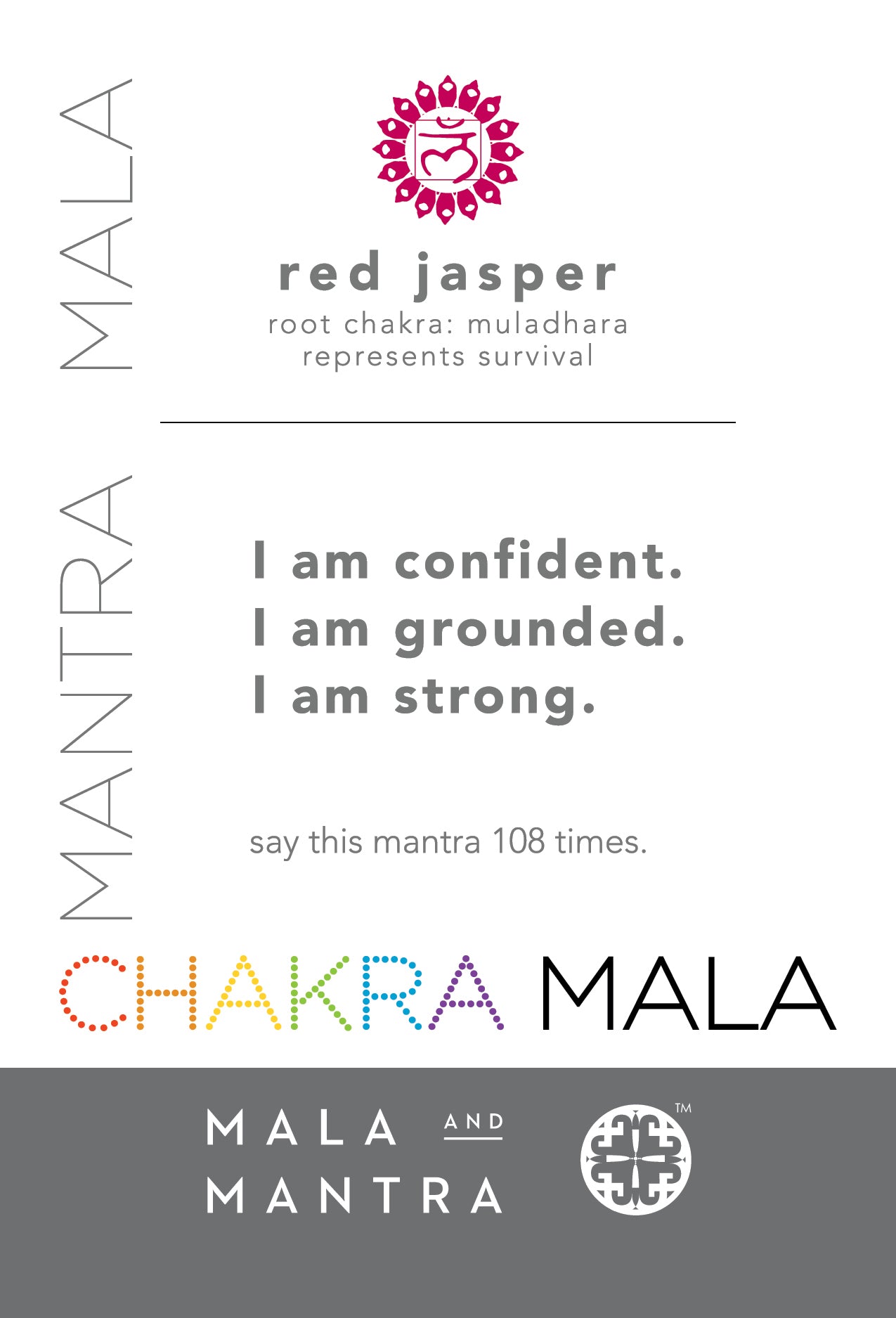 ROOT CHAKRA: Red Jasper Women's Mala Bracelet with Muladhara Charm