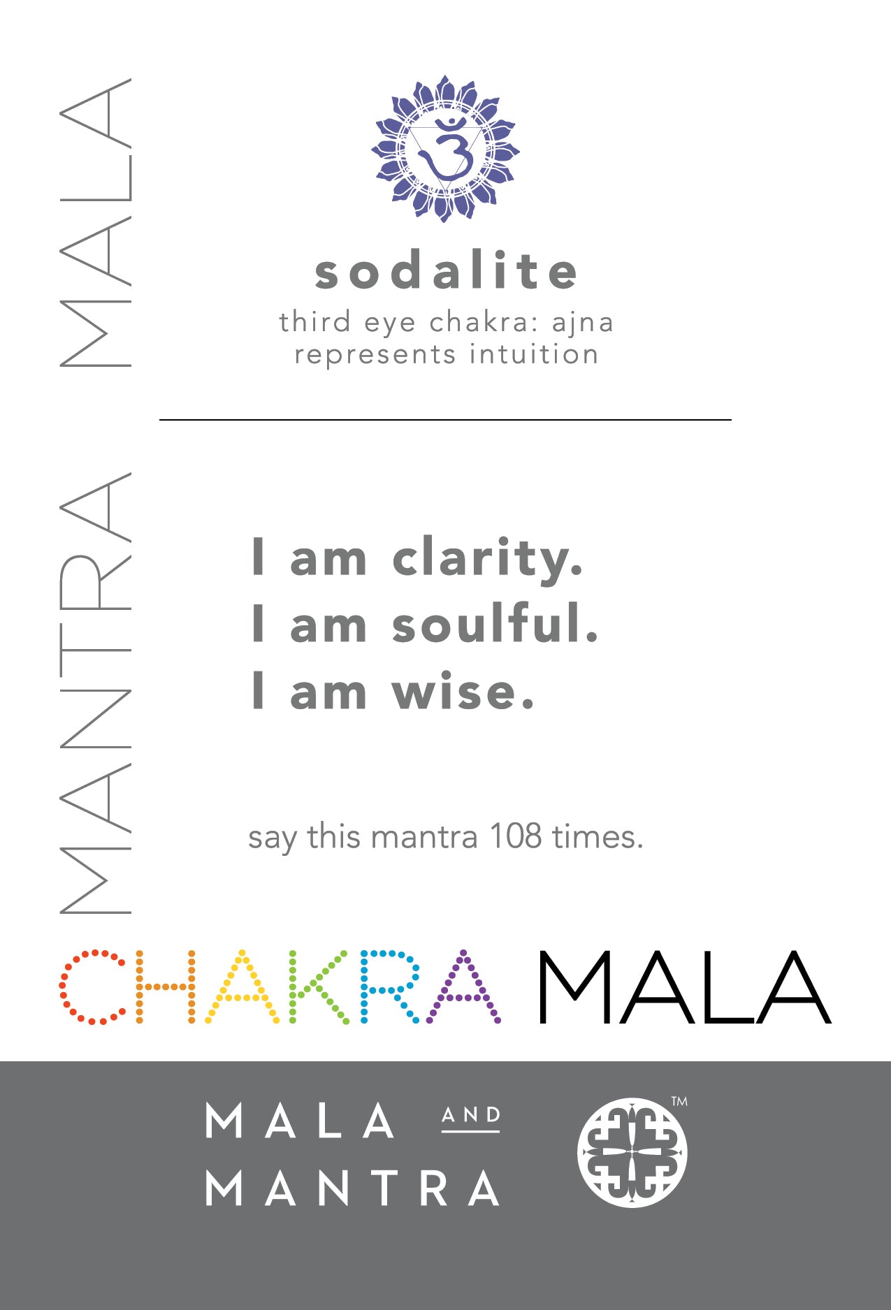 THIRD EYE CHAKRA: Sodalite Women's Mala Bracelet with Ajna Chakra Charm