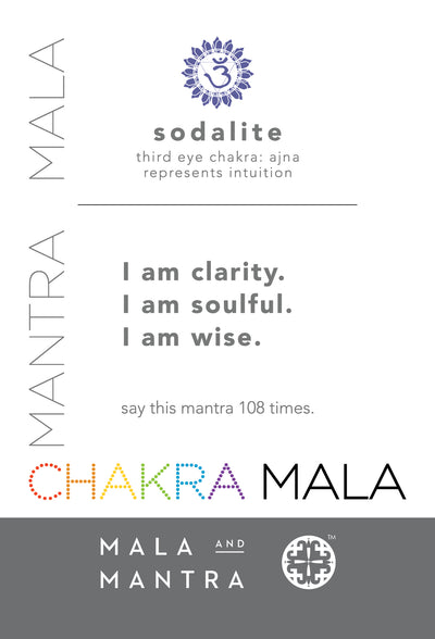 THIRD EYE CHAKRA: Sodalite Women's Mala Bracelet with Ajna Chakra Charm